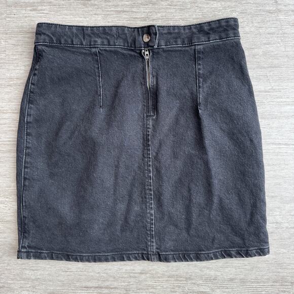 Free People Side Zip Mini Skirt Black Denim Women's 6 28" Waist Stretch Fit - Picture 2 of 7
